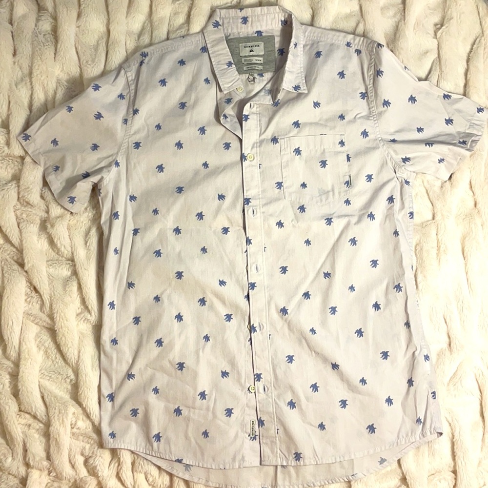 Quicksilver Palm Print Short Sleeve Button Down C… - image 3